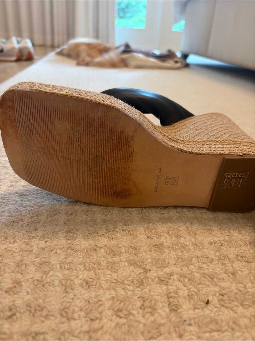 Paloma Barcelo Black Knotted Leather Espadrille Wedge Sandals - Picture 4 of 4